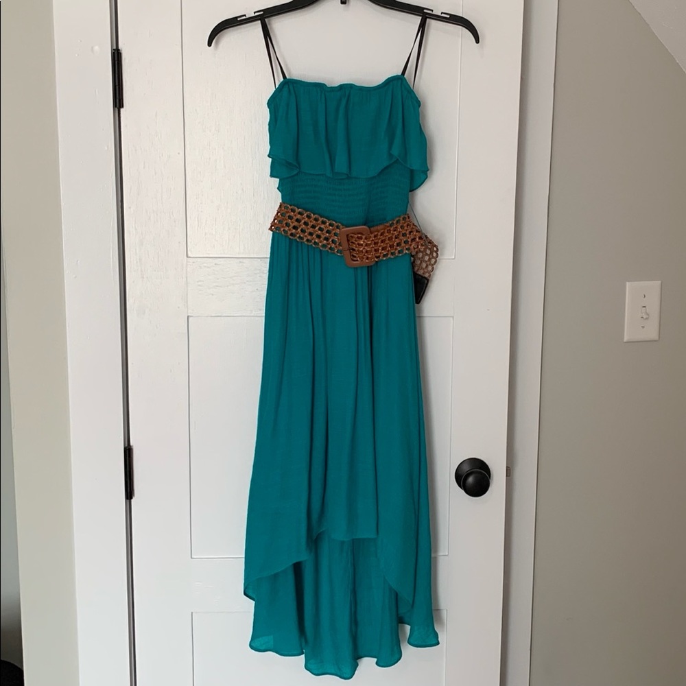 iZ Byer Strapless Ruffle Belted Dress Size S